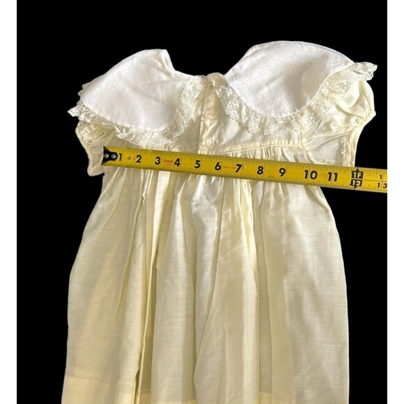 Vintage NANNETTE Pale Yellow Embroidered Butterflies Sheer Baby Dress Lace USA - Picture 13 of 14